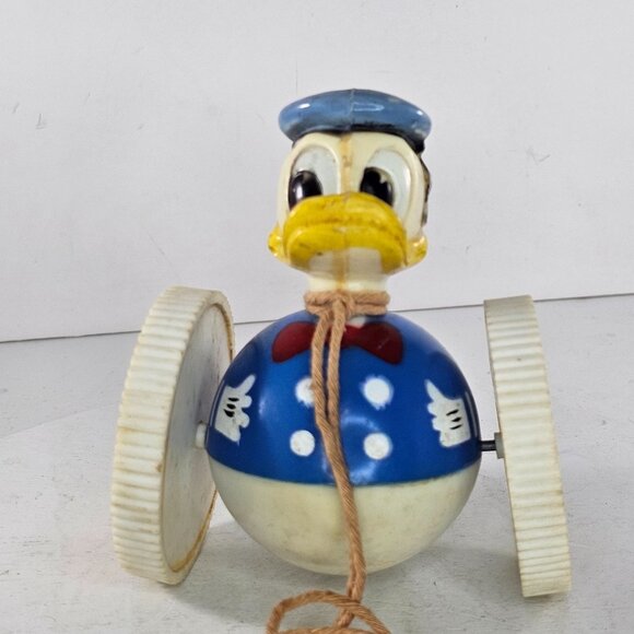 Vintage Donald Duck Pull Toy By Marx Toys With Rolling Wheels - Picture 2 of 11